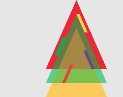 A Christmas tree graphic with text 