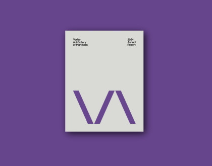 The cover of the Varley Art Gallery of Markham 2024 Annual Report, with a purple background.