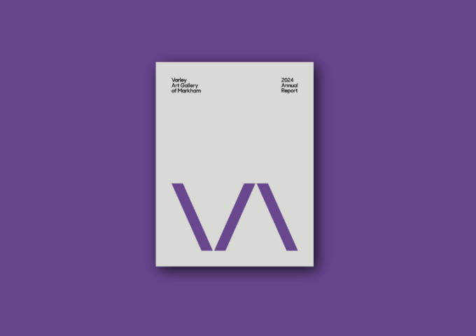 The cover of the Varley Art Gallery of Markham 2024 Annual Report, with a purple background.