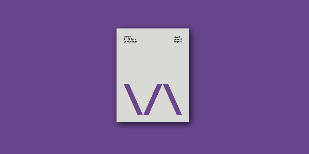 The cover of the Varley Art Gallery of Markham 2024 Annual Report, with a purple background.